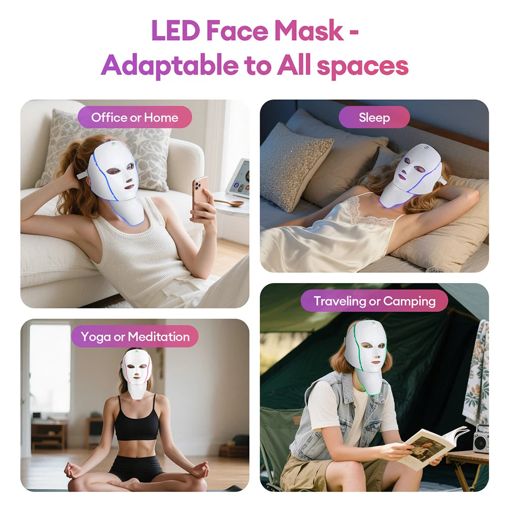Face Neck Beauty Mask 7 Colors Light LED Mask Photon Red Light Facial Skin Care Repair Skin Anti Aging Wrinkle Skin Tightening