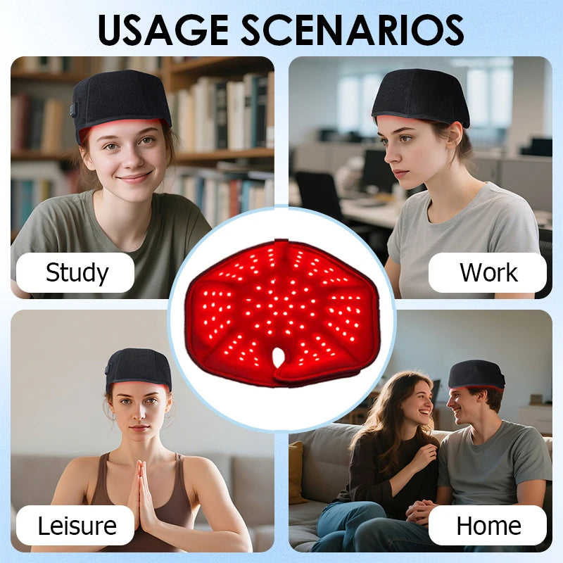 Red Light Hats for Hair Regrowth,Infrared light Cap Thinning Anti,Hair Loss Anxiety Stress Reduce, Migraine Scalp Relax Massager