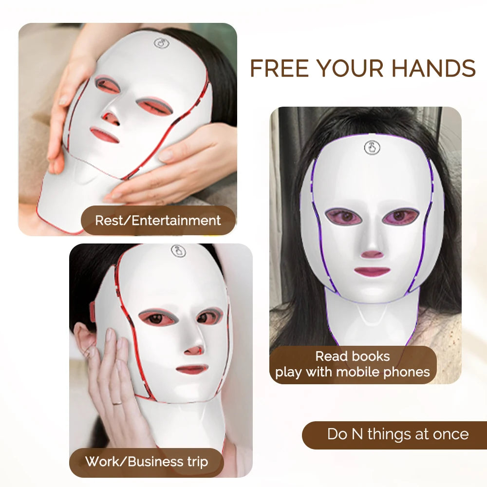 Face Neck Beauty Mask 7 Colors Light LED Mask Photon Red Light Facial Skin Care Repair Skin Anti Aging Wrinkle Skin Tightening