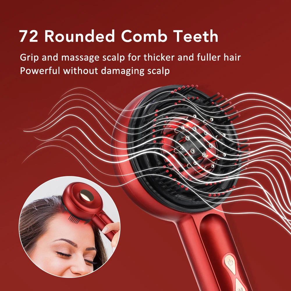 Electric Vibration Massage Comb Red Light Therapy Hair Growth Massage Scalp Brush Anti Hair Loss Liquid Oil Applicator Hair Care